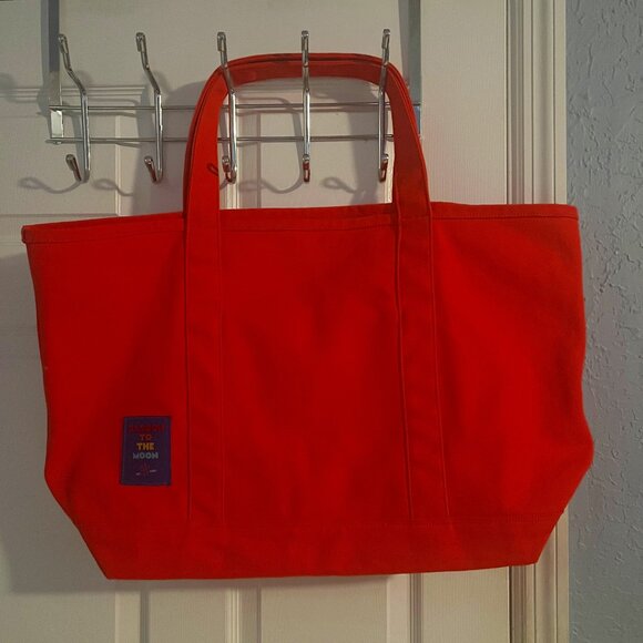 Baboon to the Moon Canvas Tote Bag in Mandarin Red - Picture 1 of 8